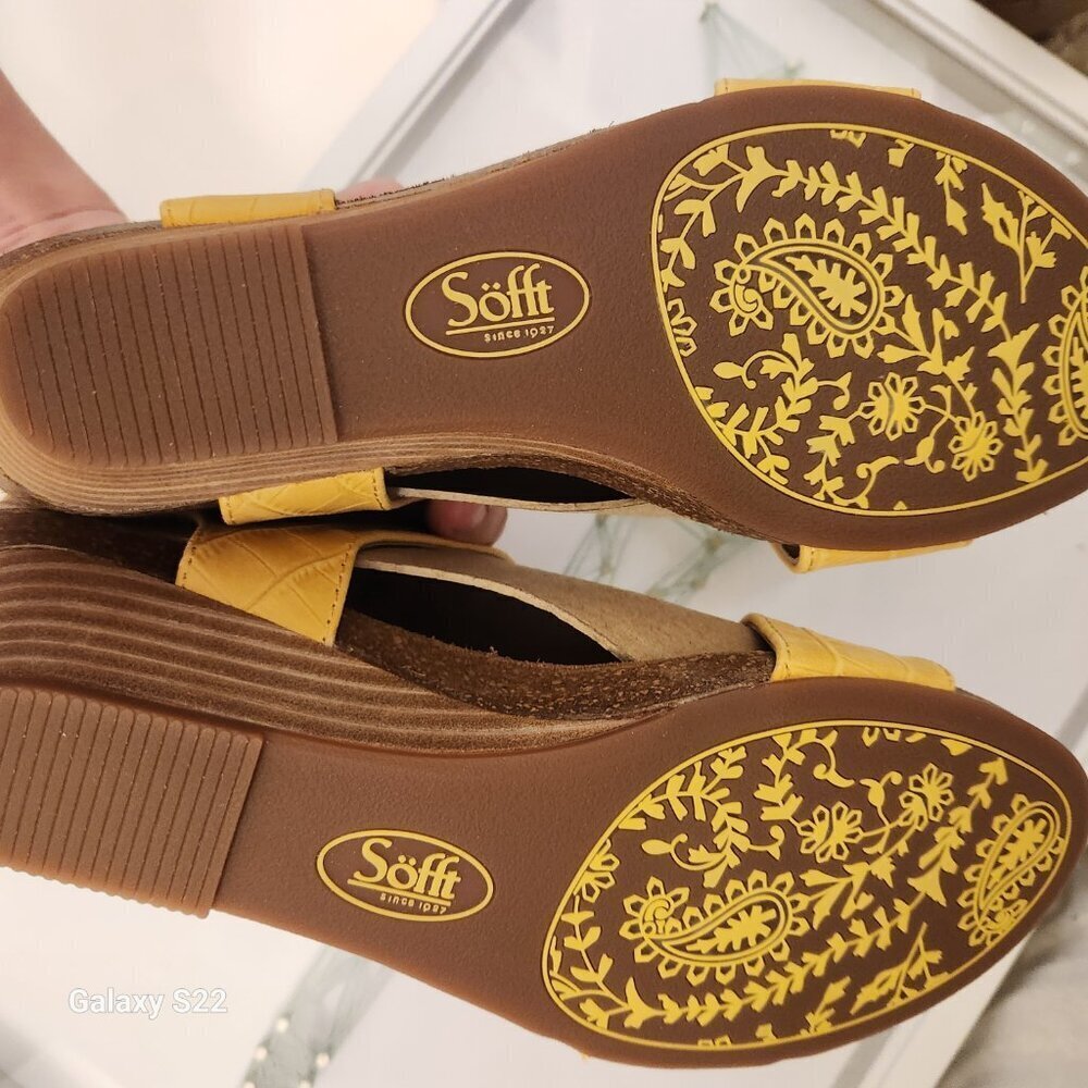 Sofft Verdi Wedge Sandals. "Lemon Yellow". Leather. NIB. Size 6.5 - Picture 7 of 10